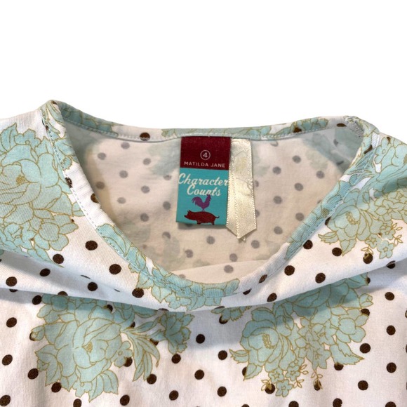 Matilda Jane Character Counts Aster Elaina Dot Floral Top size 4 - Picture 5 of 8